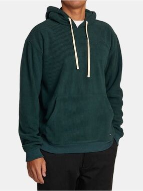 RVCA Men's Dark Green Hooded Pullover - Size Large